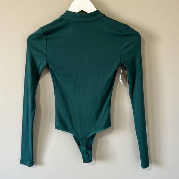 Aritzia Wilfred Harlequin Bodysuit Long Sleeve Dark Green Size XS NEW - Picture 6 of 11